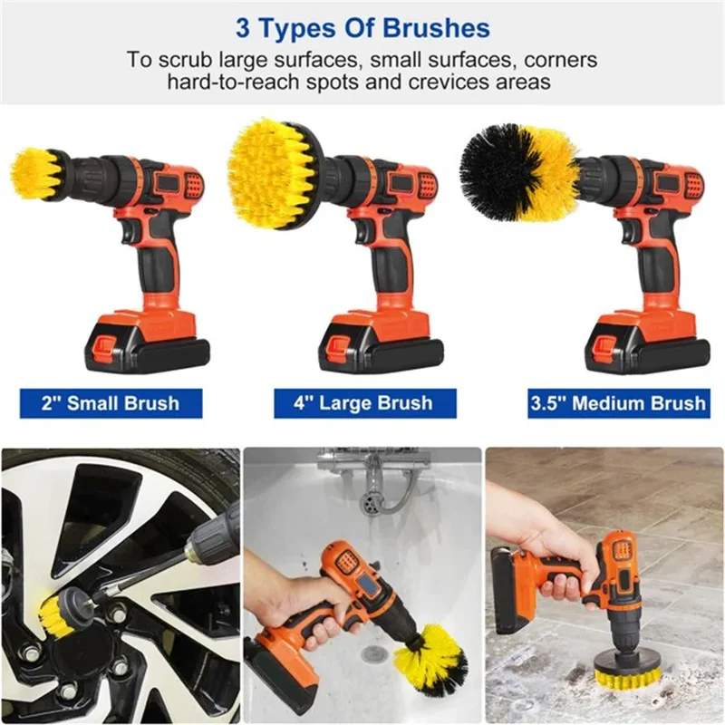 Commercial Kitchen Tiles - 3 Pcs/Set Power Drill Brush Set