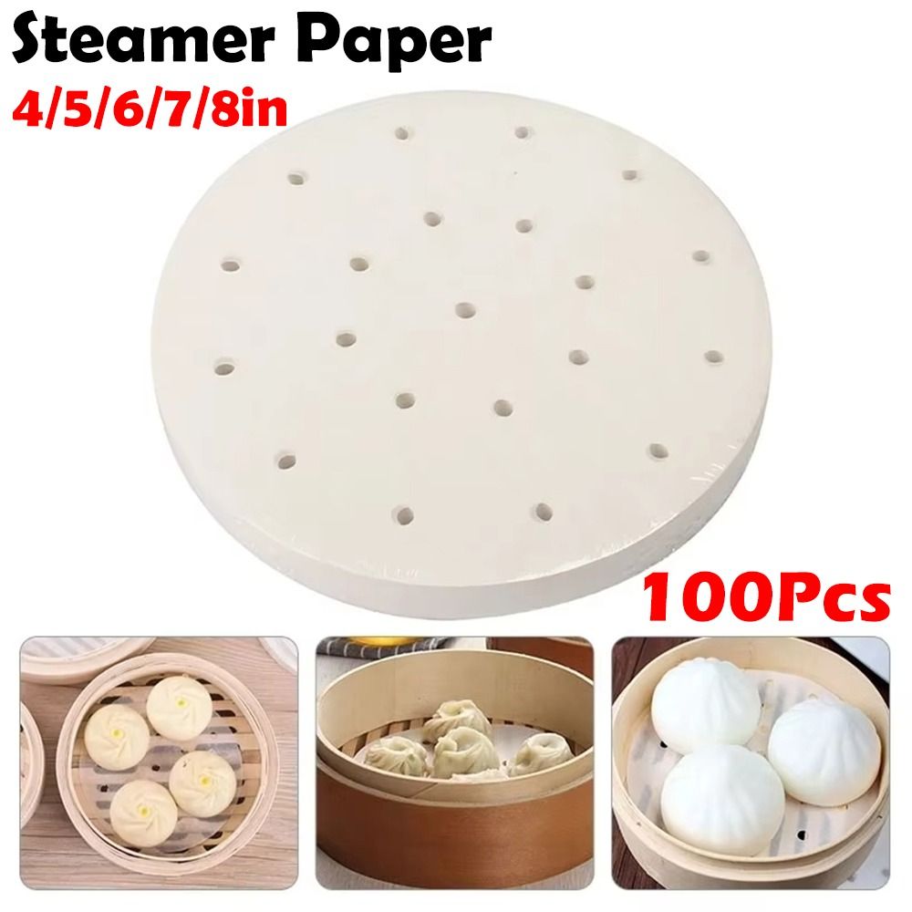 Commercial Kitchen Supplies - 100Pcs Steamed Paper Steamed Buns Pastries